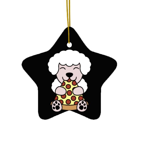 Poodle Pizza Lover Ceramic Ornaments