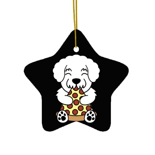 Bichon Frise Pizza Lover Ceramic Ornaments