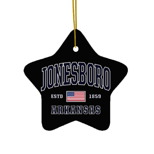 USA FLAG Stars Stripes Jonesboro Arkansas Ceramic Ornaments