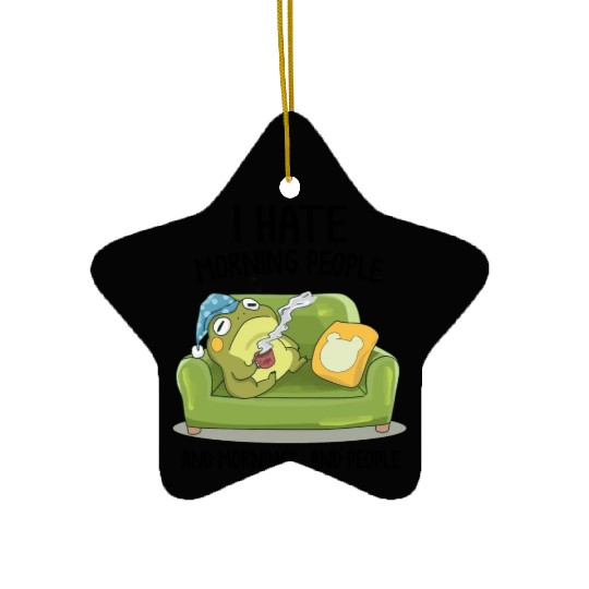 Toad Frog Drinking Coffee I Hate Morning People Ceramic Ornaments