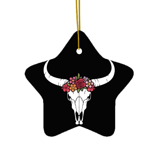 Floral bull skull Ceramic Ornaments