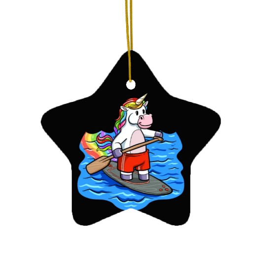 SUP Paddling Kids Unicorn Stand Up Paddle Ceramic Ornaments