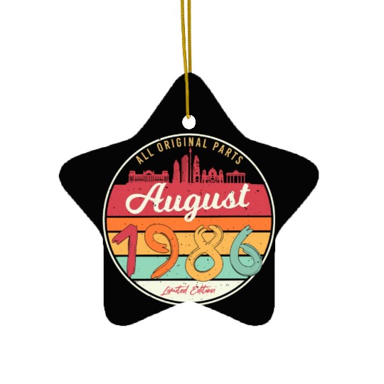 Birthday Greeting 1986 In August Ceramic Ornaments