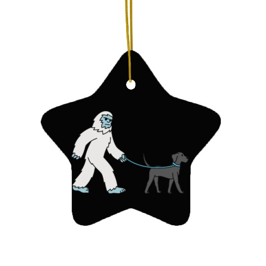 Bigfoot Sasquatch Walking Great Dane Ceramic Ornaments