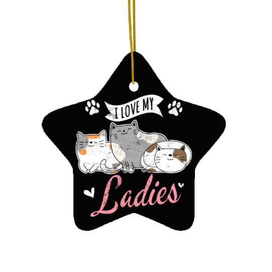 I Love My Ladies Cat Owner Cute Cat Mom Love Cats Ceramic Ornaments