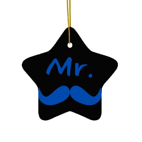 Mr & Mrs. Mustache Lips Matching Couple Ceramic Ornaments