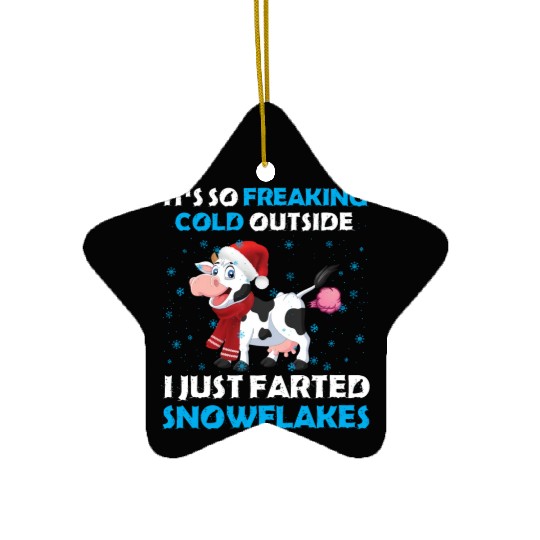 I Just Farted Snowflakes Funny Cow Christmas Ceramic Ornaments
