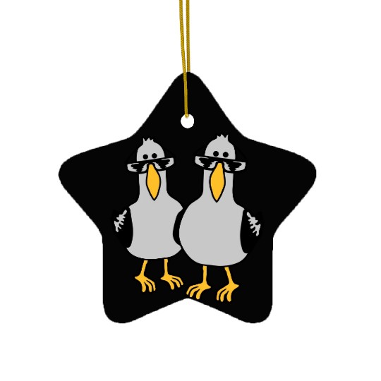 2 seagull friends team Ceramic Ornaments