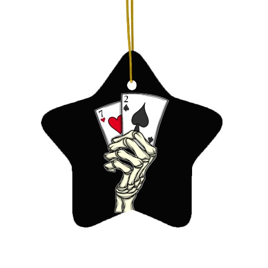 Poker Player Poker Cards 7 2 Skeleton Hand Poker Ceramic Ornaments