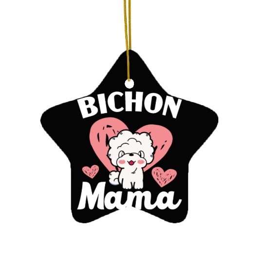 Bichon Mama Curly Hair Pup Puppy Bichon Frise Ceramic Ornaments