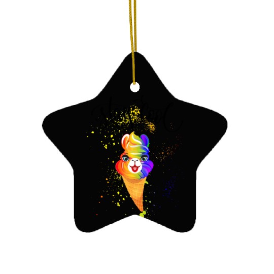 Alpaca LGBT Stay Cool Ice Rainbow Ceramic Ornaments