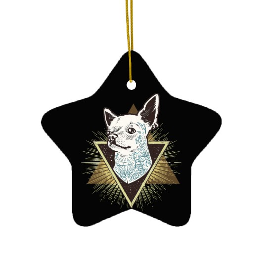 Hipster Chihuahua with Tattoo Ceramic Ornaments