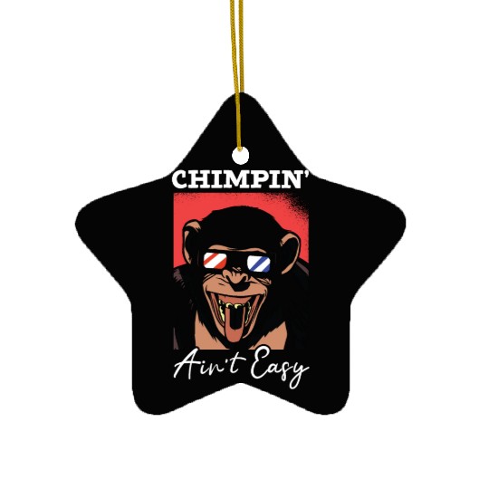 Chimpin' Ain't Easy Monkey Zookeeper Chimpanzee Ceramic Ornaments