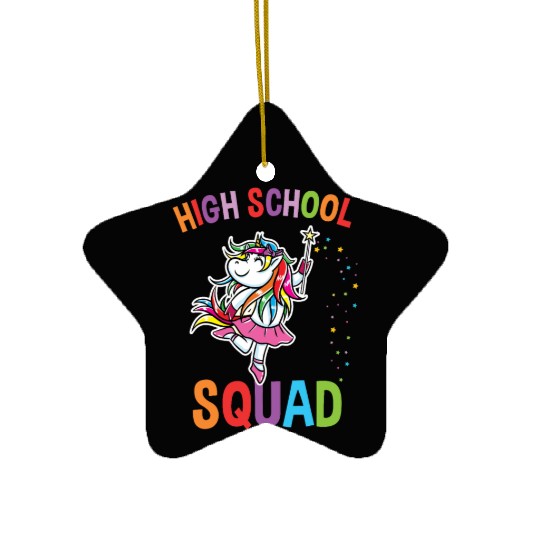 High School Squad Unicorn Back To School Ceramic Ornaments