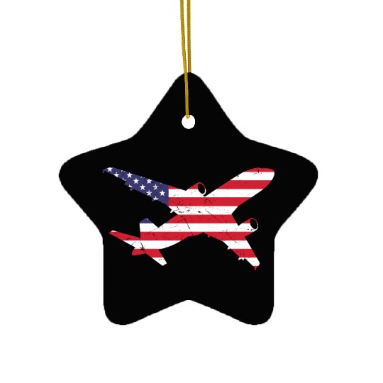 American Flag Airplane Stars And Stripes Ceramic Ornaments