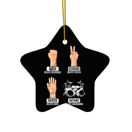 Rock Paper Scissors Nothing Beats Drumming Funny D Ceramic Ornaments