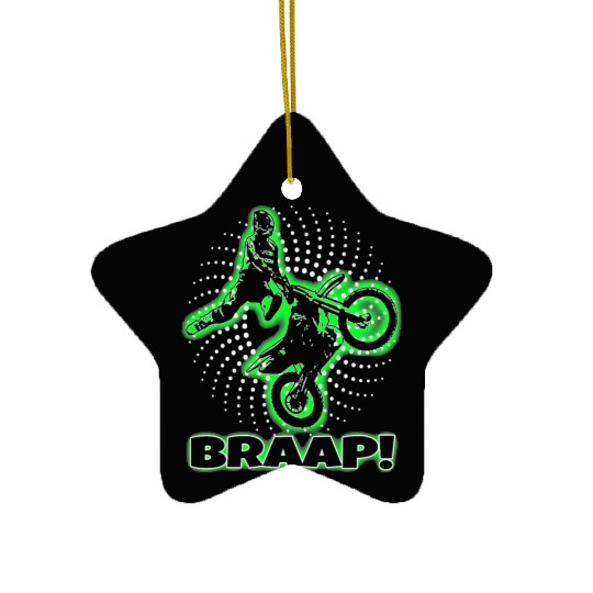 Braap Green Motocross Dirt Bike Ceramic Ornaments