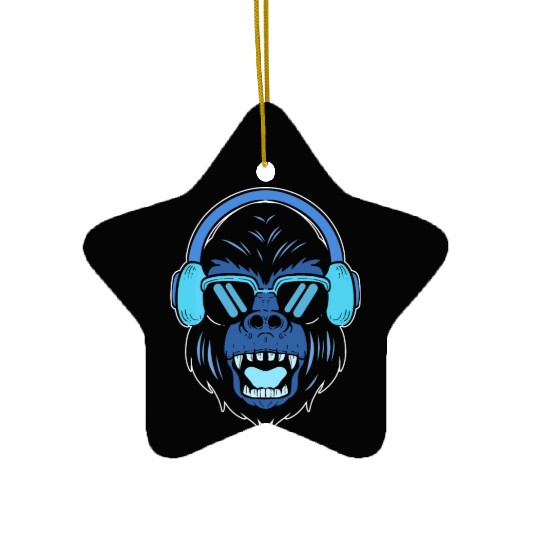 80's Gorilla Disc Jockey Gift Ceramic Ornaments