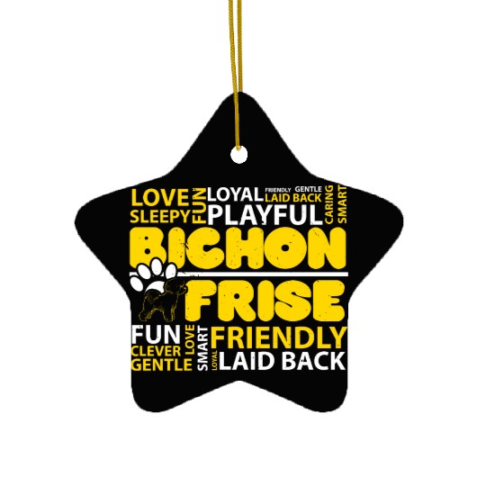 I Love Bichon Frise Dog Lover Puppy Paw Love Ceramic Ornaments