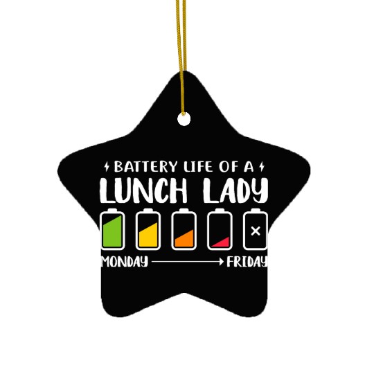 BATTERY LIFE OF A LUNCH LADY MONDAY FRIDAY Ceramic Ornaments