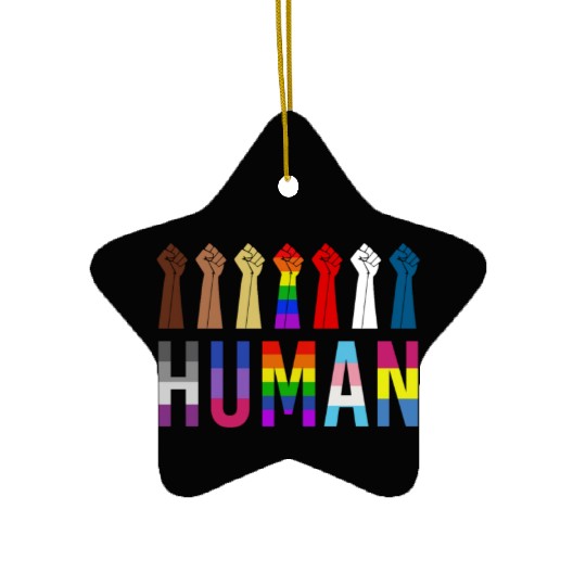 Human Rights For All Resist Feminist LGBT Black Ceramic Ornaments