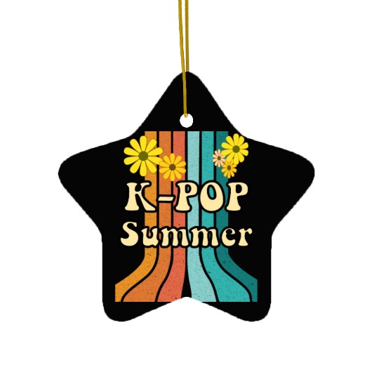 K-Pop Summer with retro colors and flowers Ceramic Ornaments