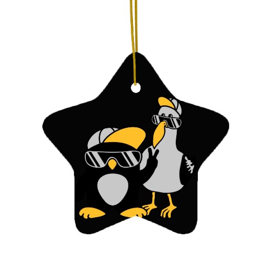 Seagull penguin 2 friends Ceramic Ornaments