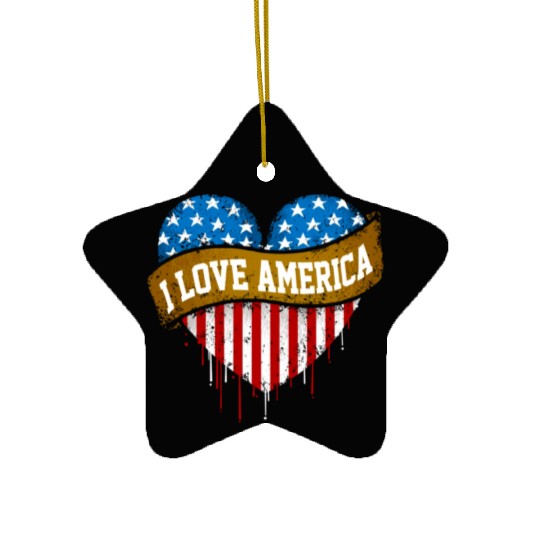 I Love America Ceramic Ornaments