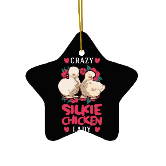 Crazy Silkie Chicken Lady Ceramic Ornaments