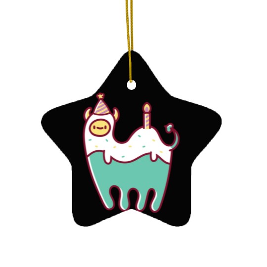 Green Llama Monster Party Ceramic Ornaments