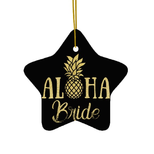 Aloha Bride Pineapple Hawaii Ceramic Ornaments