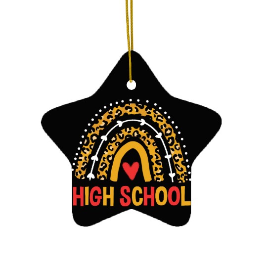 Back To School Leopard High School Rainbow Ceramic Ornaments