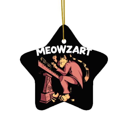 Meowzart Piano Cat Musician Musical Pianist Music Ceramic Ornaments
