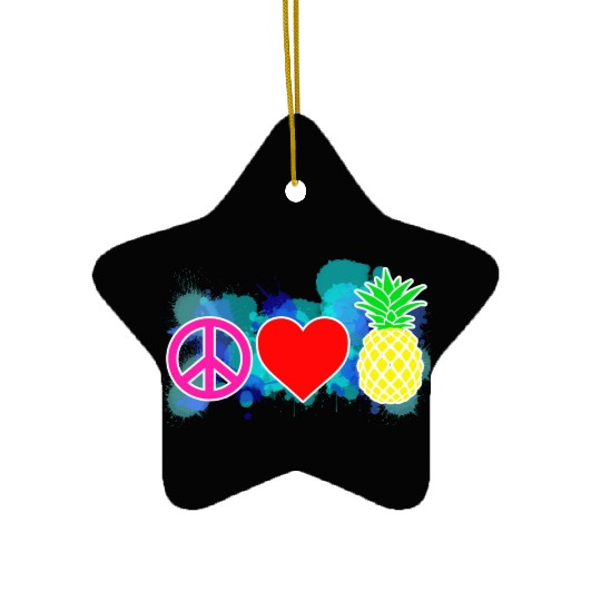 peace love pineapple Ceramic Ornaments