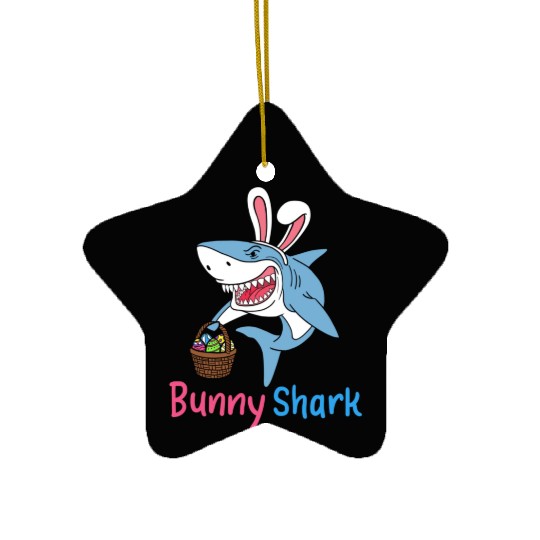 Bunny Shark Easter Sunday Egg Hunting Holiday Gift Ceramic Ornaments