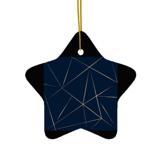 Luxury Gold Navy Blue Geometric Polygon Ceramic Ornaments