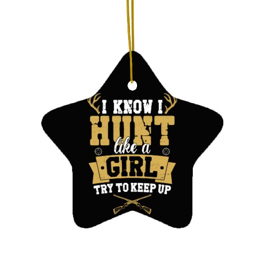 Buck Deer Hunting Hunter Girl I Ceramic Ornaments
