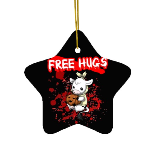 Free Hugs Halloween Sarcasm Scary Creepy Costume Ceramic Ornaments