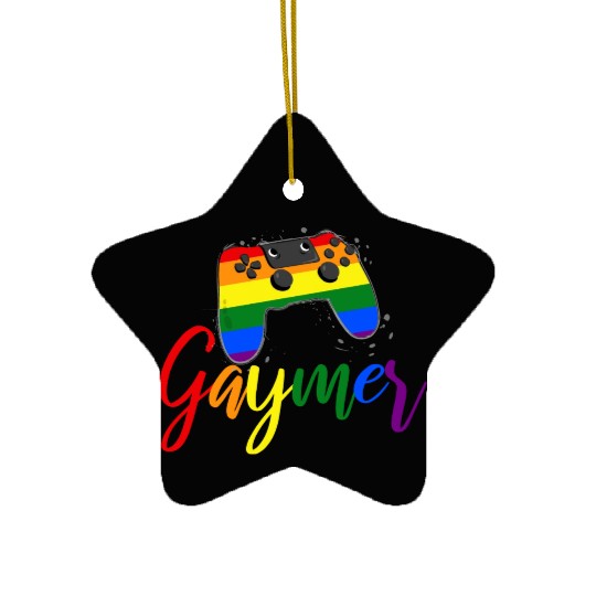 Funny Gaymer Controller Gay Gamer Rainbow LGBT Ceramic Ornaments
