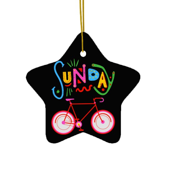 Riding Bicycle Sunday Ceramic Ornaments