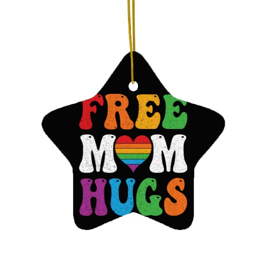 Free Mom Hugs Pride Ceramic Ornaments Rainbow Heart LGBT Pride