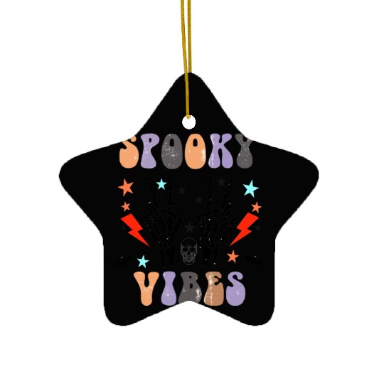 Spooky Vibes Retro Skeleton Hands Gift For Boys Ceramic Ornaments