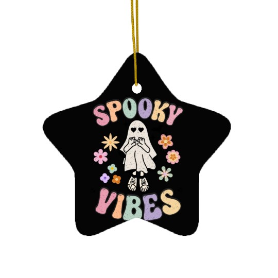 Spooky Season Retro Vintage Floral Halloween Ceramic Ornaments