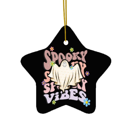 Spooky Season Retro Wavy Halloween Ghost Ceramic Ornaments