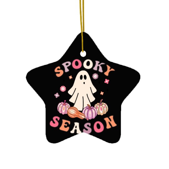 Spooky Season Cute Retro Pumpkin Ghost Gift Kids Ceramic Ornaments