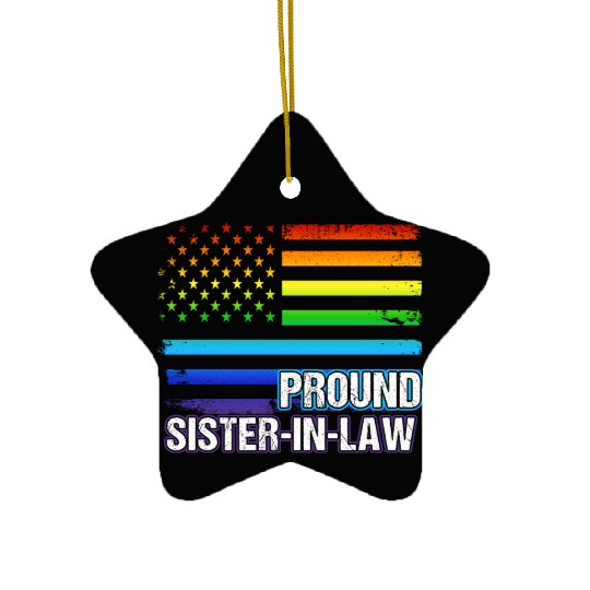 Pround Sister in Law Pround LGBT Rainbow USA Flag Ceramic Ornaments