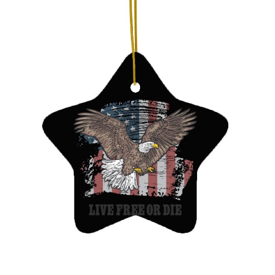 Live Free or Die - Bald Eagle - Grunge American Fl Ceramic Ornaments