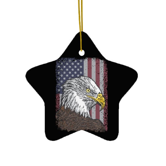 Bald Eagle - American Flag - Patriotic Ceramic Ornaments