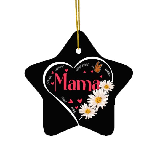 Mama Daisy Flower Heart Women Ceramic Ornaments