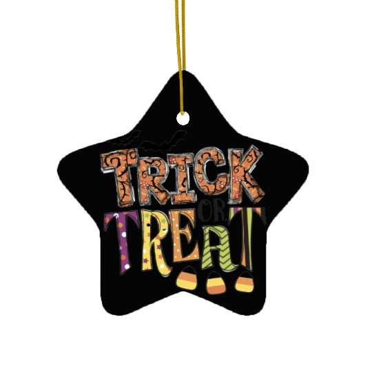 Trick or treat Funny Happy Halloween Pumpkin Spice Ceramic Ornaments